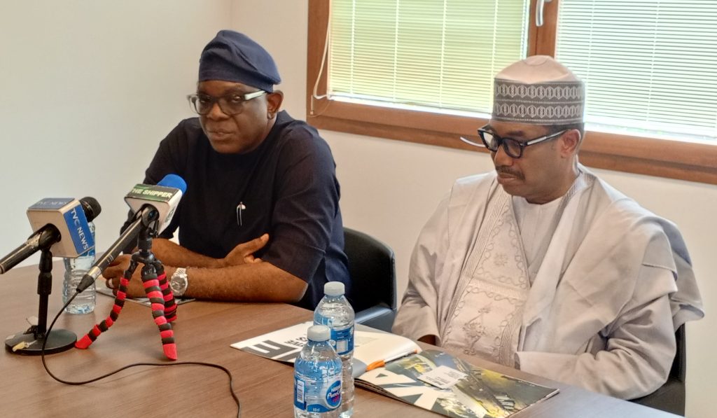 Executive Secretary, Nigerian Shippers Council NSC Dr Pius Akutah and Board Chairman, NSC Shehu Shema during the visit to PTML in Lagos on Thursday